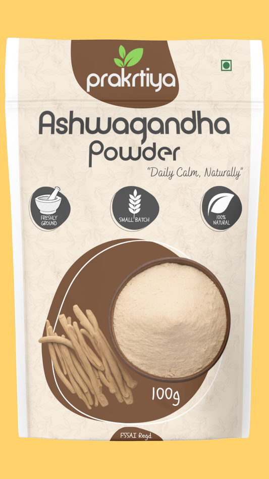 Prakrtiya Ashwagandha Powder (Withania Somnifera) - 100g | Pure Herb