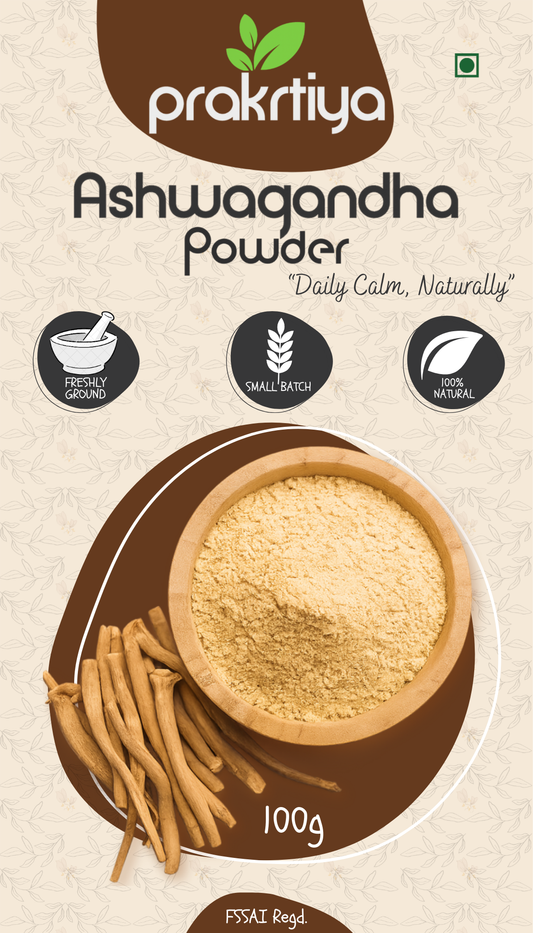 Prakrtiya Ashwagandha Powder (Withania Somnifera) - 100g | Pure Herb